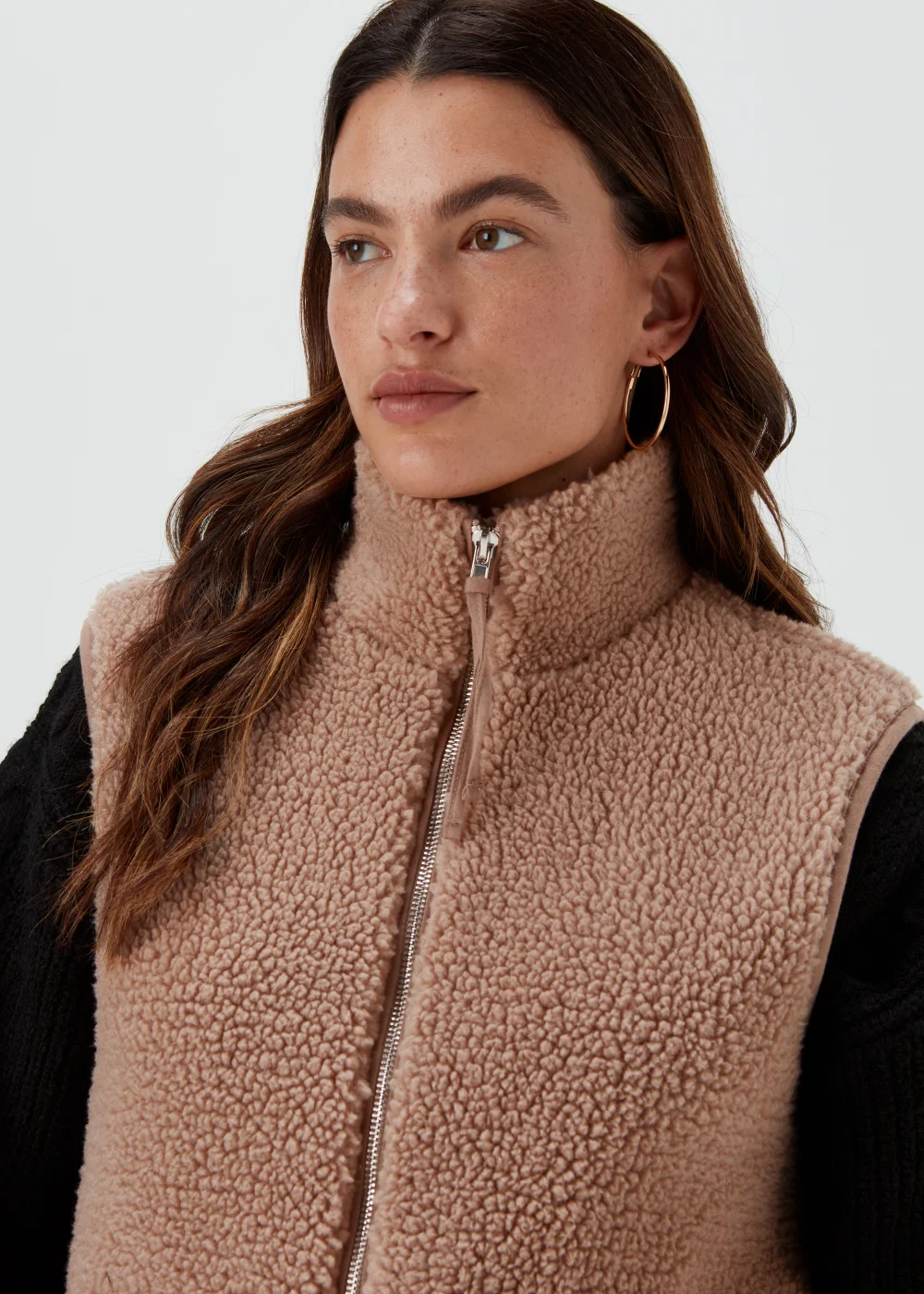 Beige Borg Gilet - S Image 3