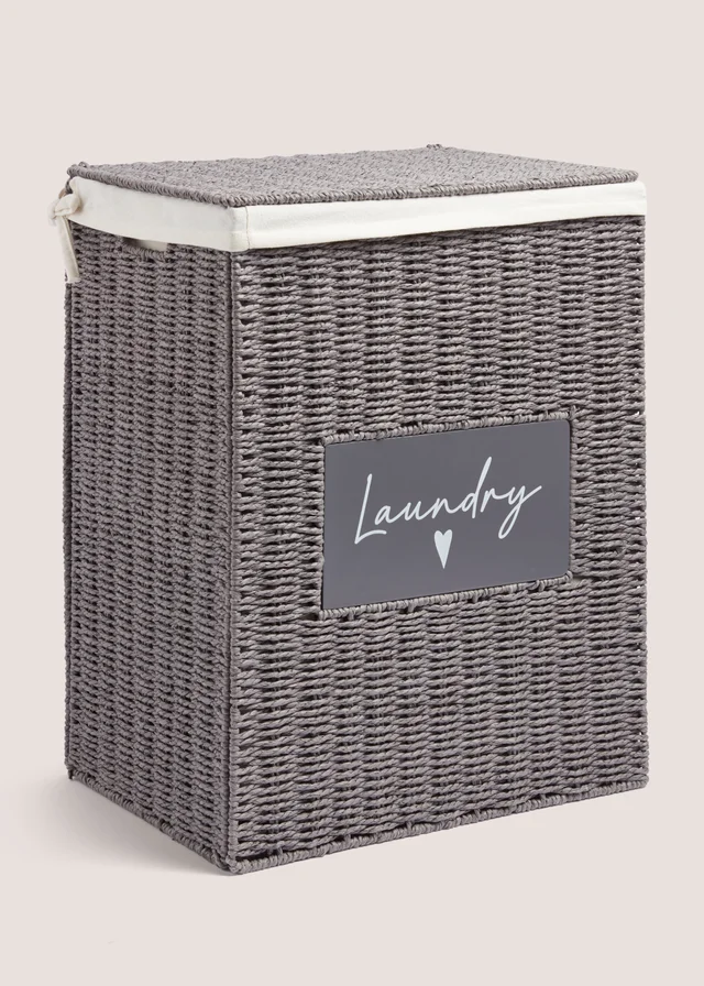 Grey Heart Laundry Basket