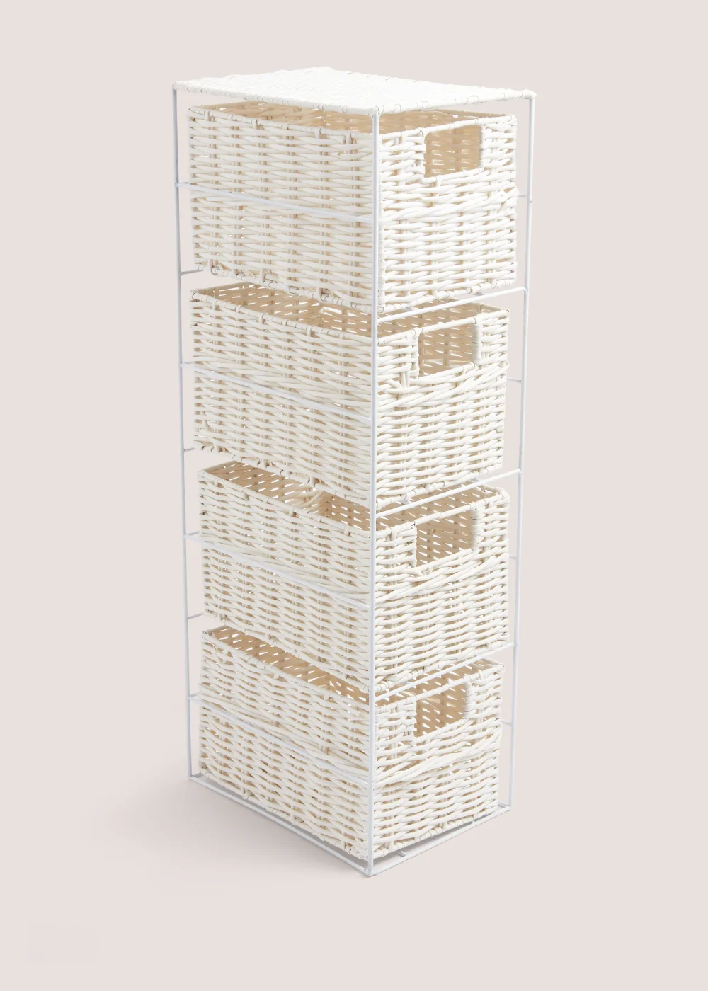 White Woven Plastic Drawers Image 1