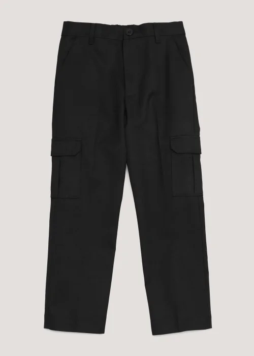 Boys Black Cargo School Trousers (3-13yrs) - Age 4 Years Image 1
