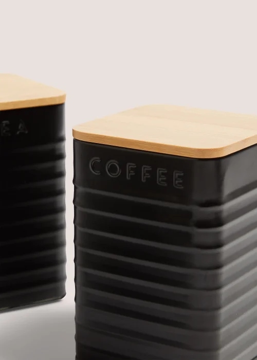 Black Metal Tea Coffee & Sugar Canisters Image 2