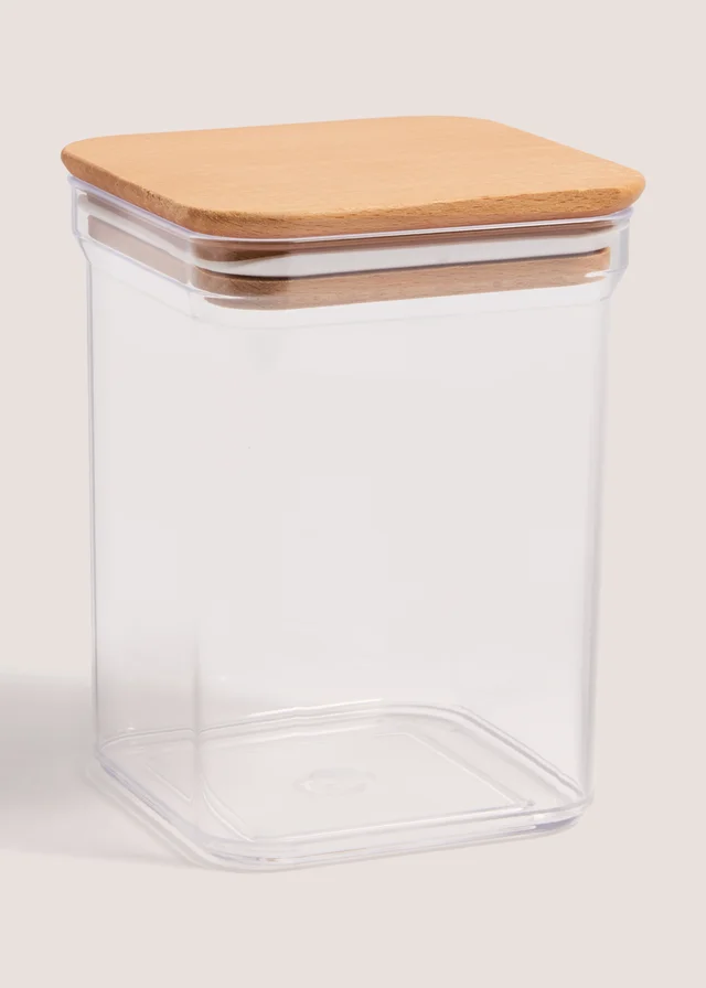 Clear Small Square Wood Food Storage