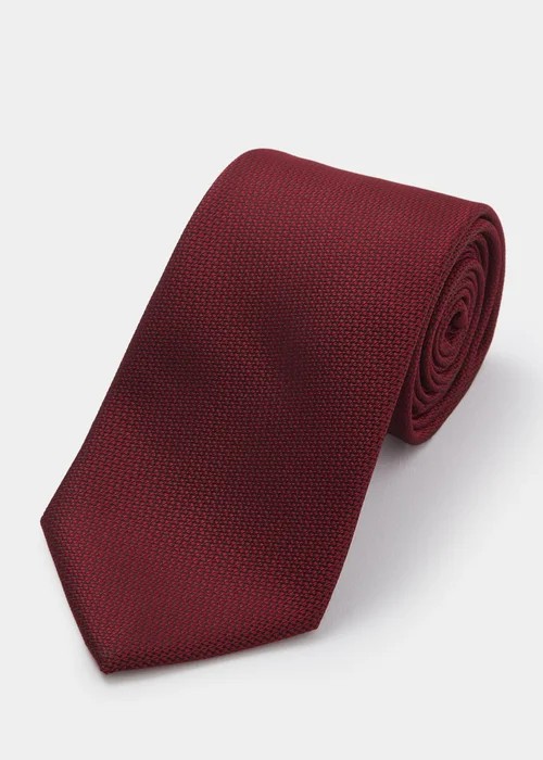 Taylor & Wright Red Plain Textured Tie - One Size Image 1