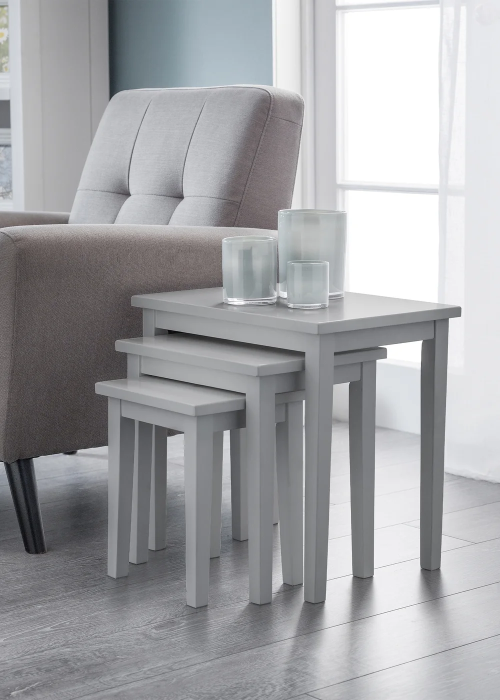 Julian Bowen Cleo Nest Of Tables Grey (46 x 48 x 33 cm) - No Size Image 1