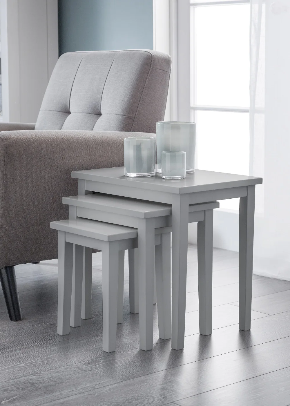 Julian Bowen Cleo Nest Of Tables Grey (46 x 48 x 33 cm) - No Size Image 2