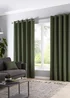 Fusion Sorbonne Bottle Green Eyelet Curtains - 46W X 54D (116x137cm) Image 1