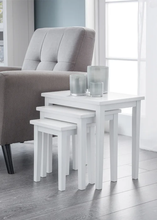 Julian Bowen Cleo Nest Of Tables Pure White (46 x 48 x 33 cm) - No Size Image 1