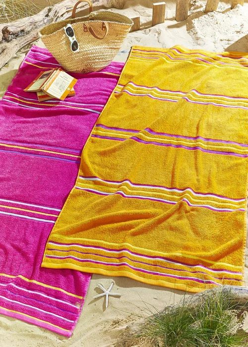 Catherine Lansfield Rainbow Cotton Beach Towel Pair - 75 X 150 Image 1