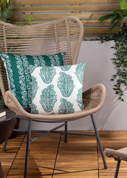 Paoletti Kalindi Stripe Outdoor Filled Cushion (55cm x 55cm x 8cm) Teal - One Size Image 4