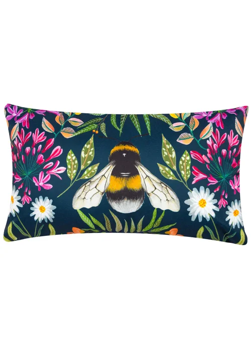 Wylder Nature House of Bloom Zinnia Bee Outdoor Filled Cushion (30cm x 50cm x 8cm) - One Size Image 2