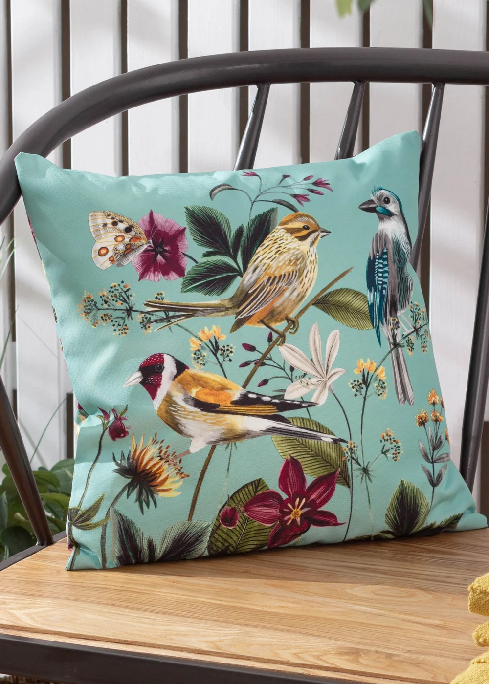 Wylder Nature Midnight Garden Birds Outdoor Filled Cushion (43cm x 43cm x 8cm) - One Size Image 1