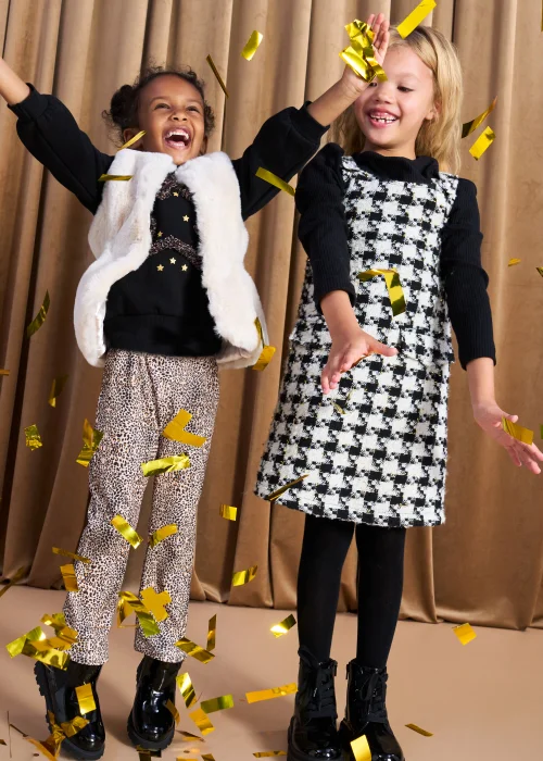 Girls Monochrome Check Boucle Pinafore & Top Set (4-13yrs) - 4 Yrs Image 4