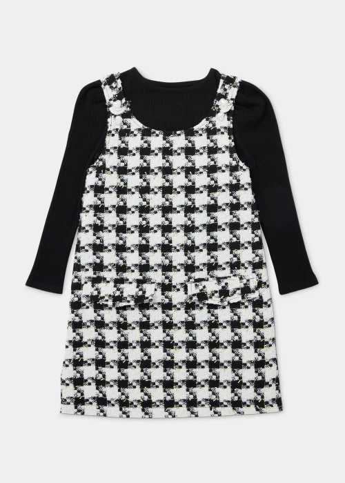 Girls Monochrome Check Boucle Pinafore & Top Set (4-13yrs) - 4 Yrs Image 1