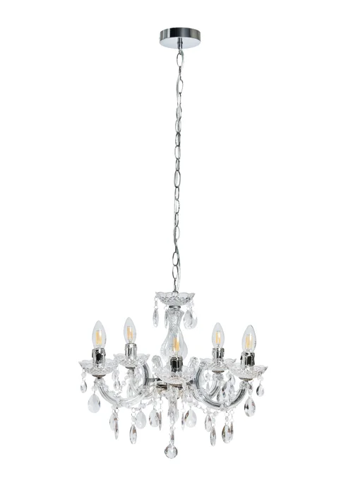 Inlight Charlotte Chrome 5LT Ceiling Fitting (145cm x 45cm x 45cm) - One Size Image 4