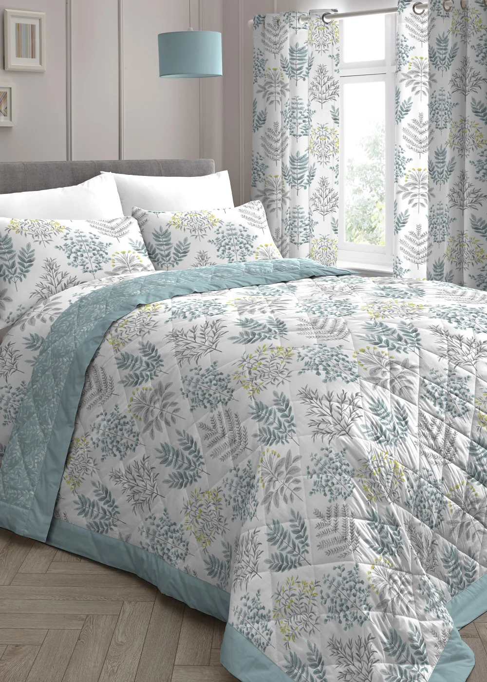 Dreams & Drapes Emily Reversible Blue Bedspread - 230 x 195cm Image 1