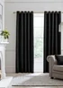 Laurence Llewelyn-Bowen Montrose Velvet Blackout Black Eyelet Curtains - 46W X 54D (116x137cm) Image 1