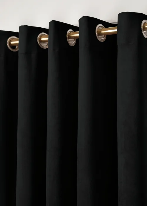 Laurence Llewelyn-Bowen Montrose Velvet Blackout Black Eyelet Curtains - 46W X 54D (116x137cm) Image 2
