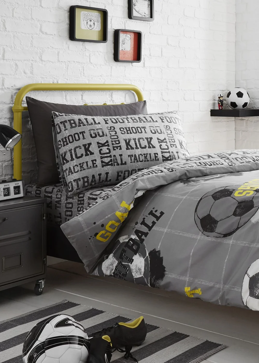Bedlam Football Grey Duvet Cover Set - Single Image 1