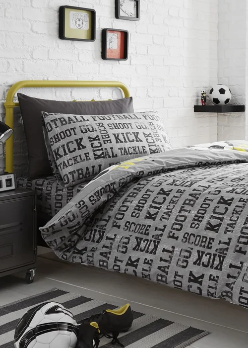 Bedlam Football Grey Duvet Cover Set - Single Image 2