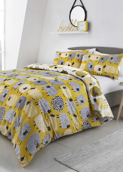 Fusion Dotty Sheep Yellow Duvet Cover Set - Single Image 1