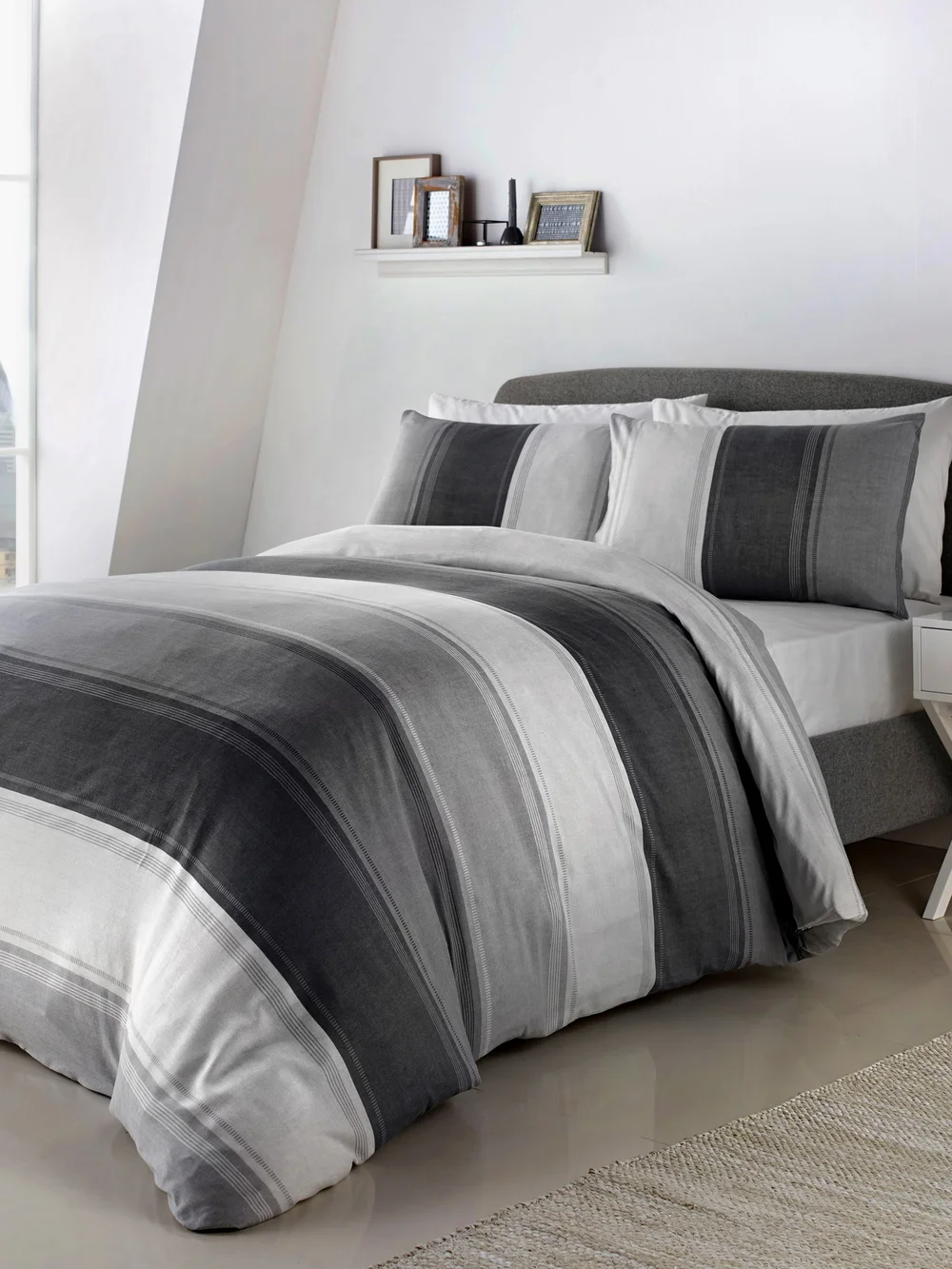 Fusion Betley Grey Duvet Cover Set - Single Image 1