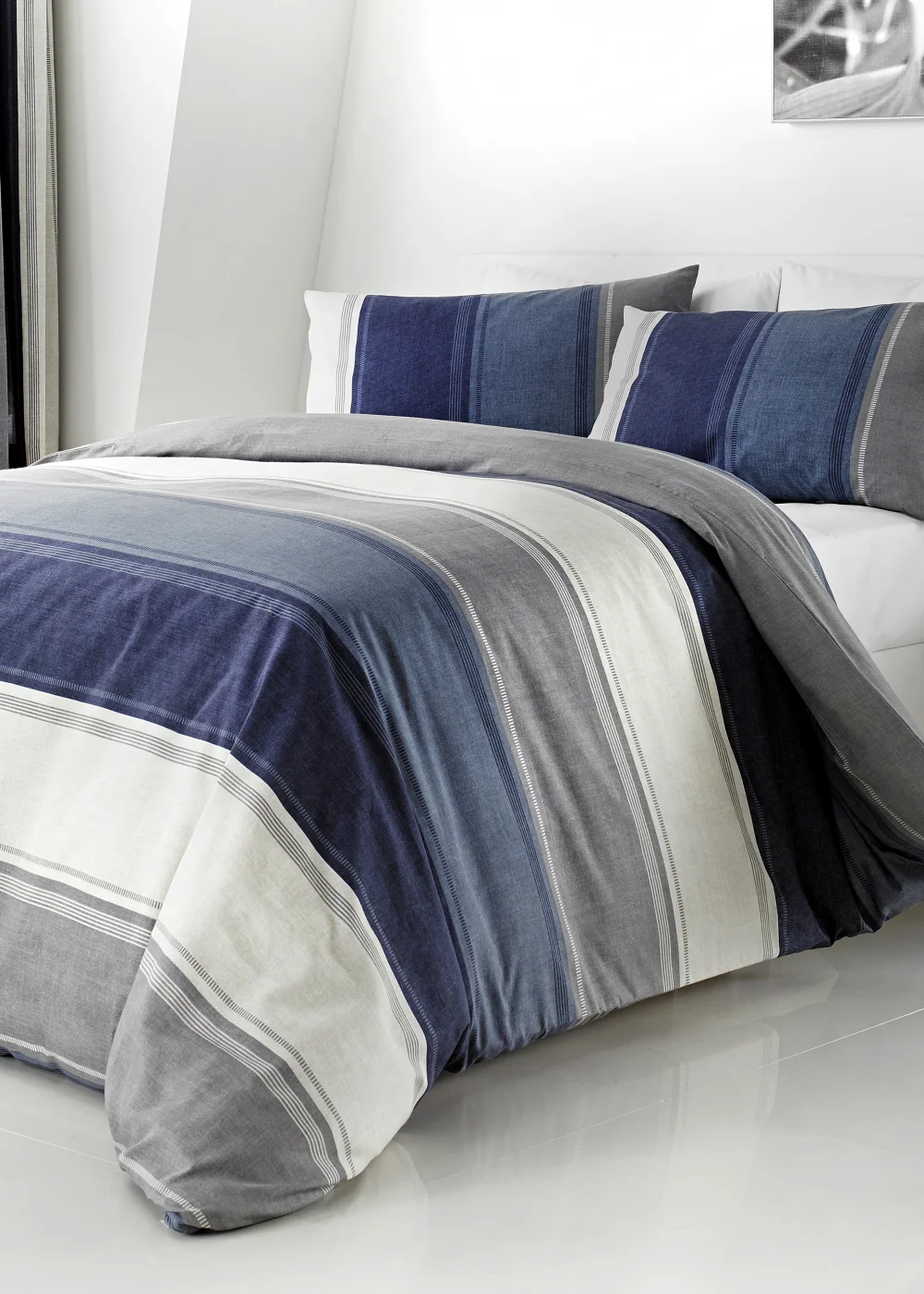 Fusion Betley Blue Duvet Cover Set - Single Image 1