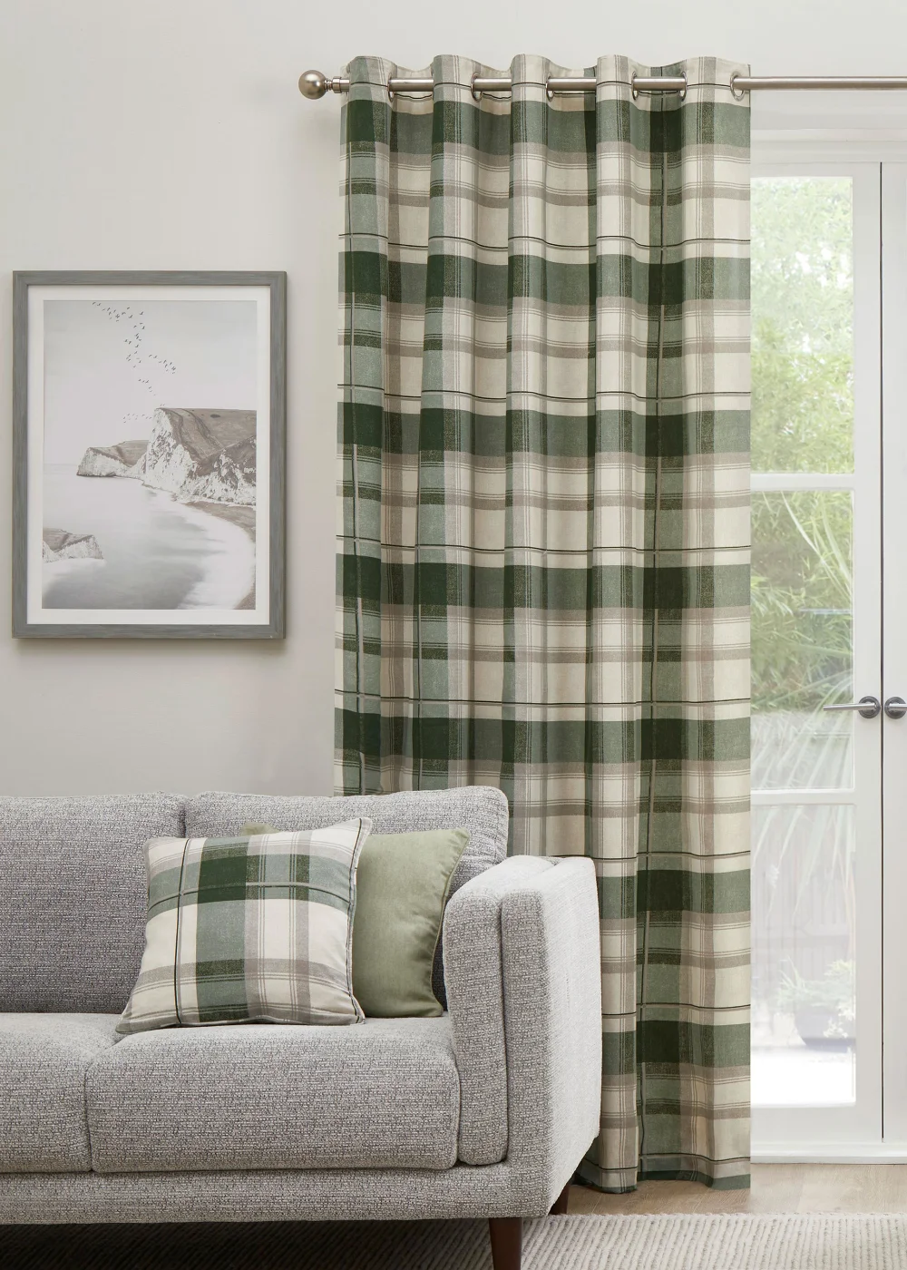 Fusion Balmoral Check Bottle Green Eyelet Curtains - 46X X 72D (116x183cm) Image 2
