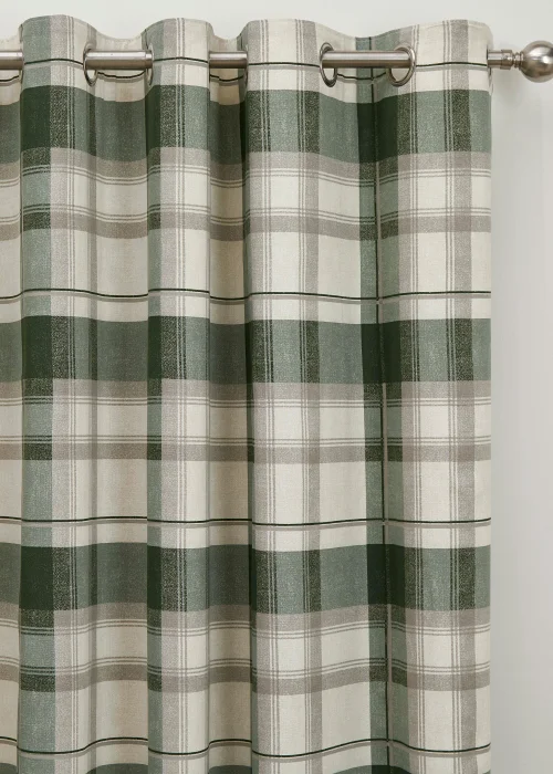 Fusion Balmoral Check Bottle Green Eyelet Curtains - 46X X 72D (116x183cm) Image 3