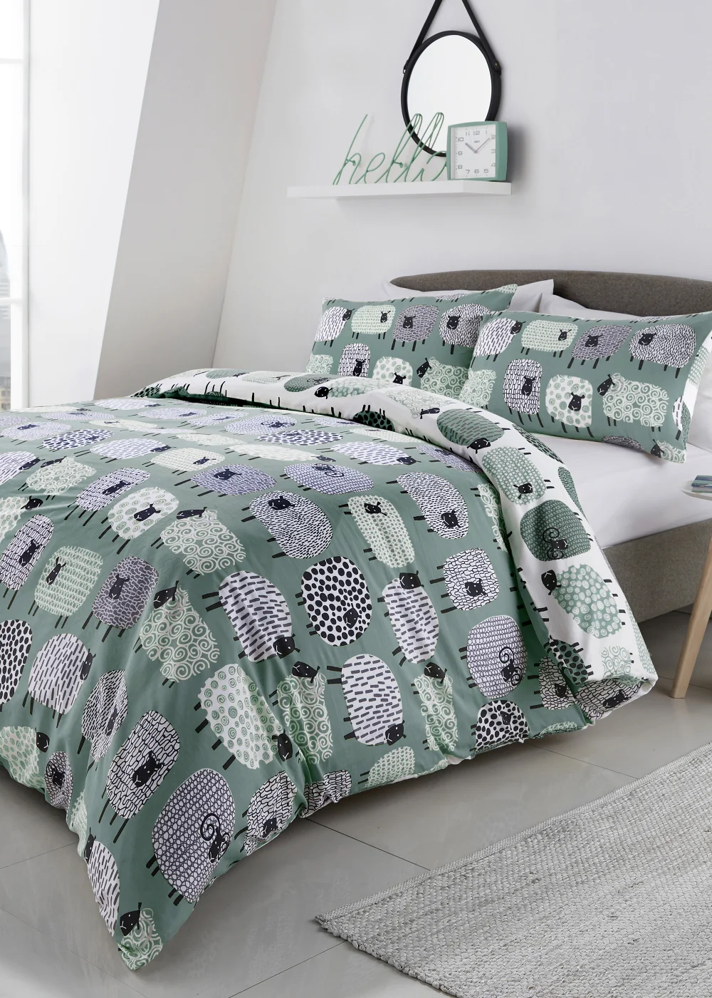 Fusion Dotty Sheep Blue Duvet Cover Set - Single Image 1