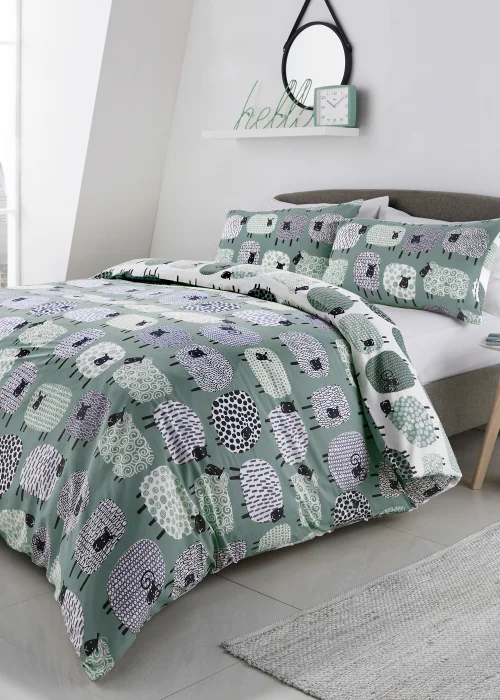 Fusion Dotty Sheep Blue Duvet Cover Set - Single Image 1