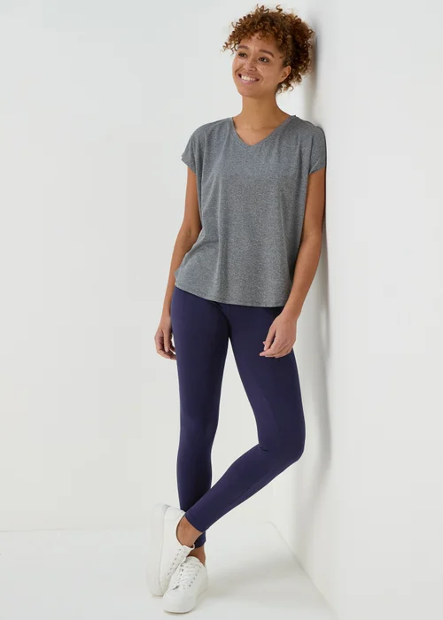 Navy Full Length Cotton Leggings - 8 Image 4