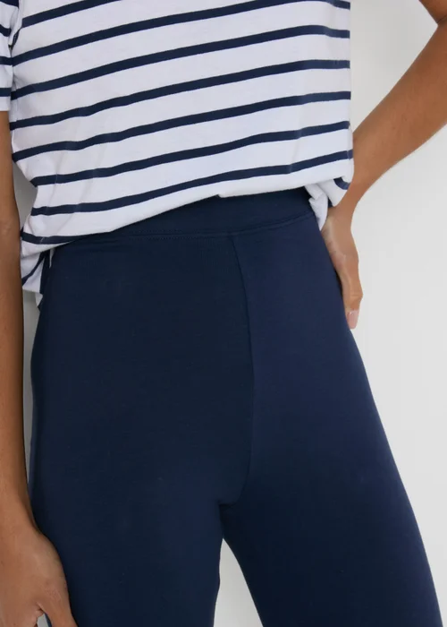 Navy Full Length Cotton Leggings - 8 Image 3