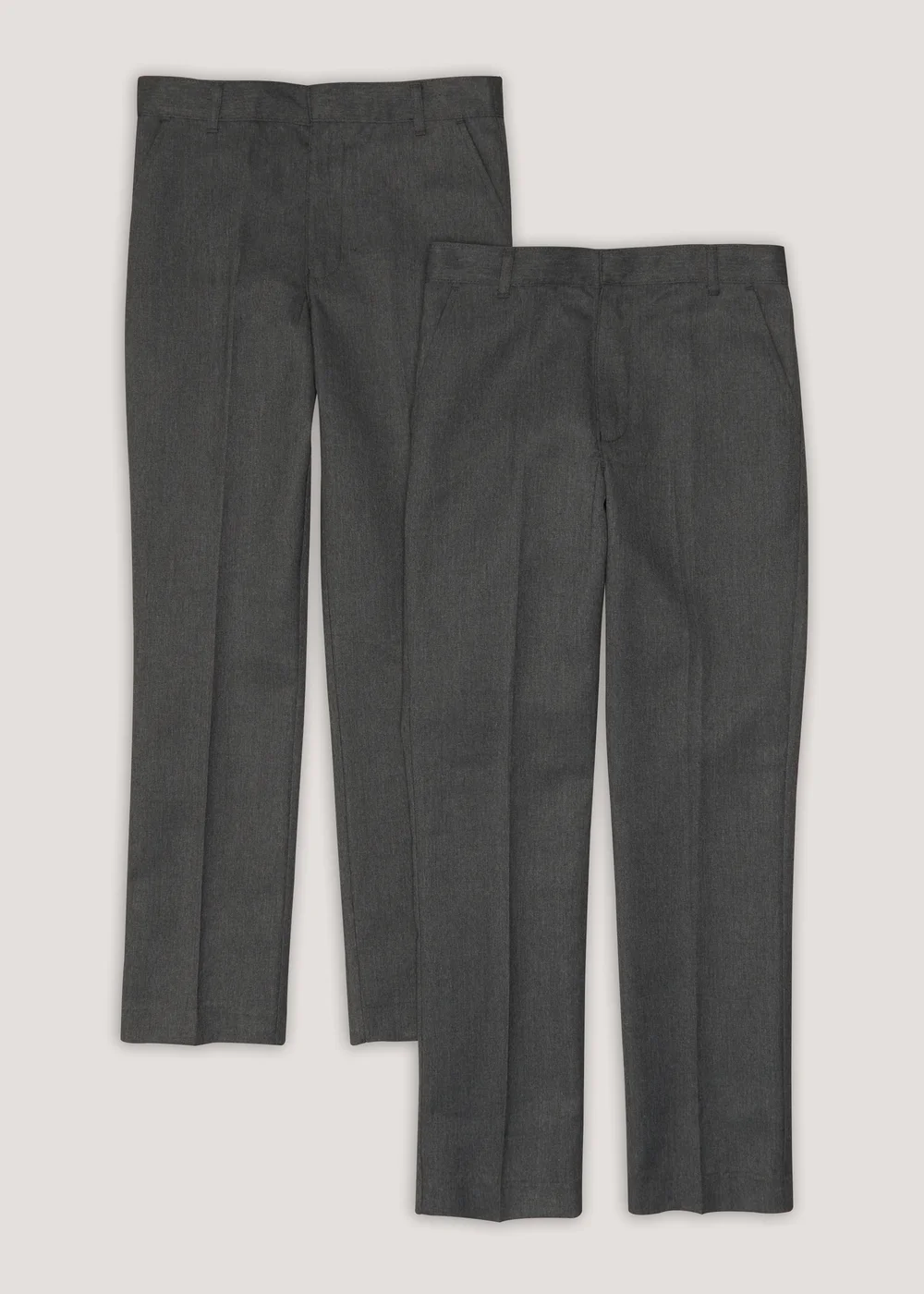 Boys 2 Pack Grey Slim Fit Long Length School Trousers (3-16yrs) - Age 4 Years Image 1