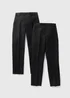 Boys 2 Pack Black Slim Fit Long Length School Trousers (3-16yrs) - Age 4 Years Image 1