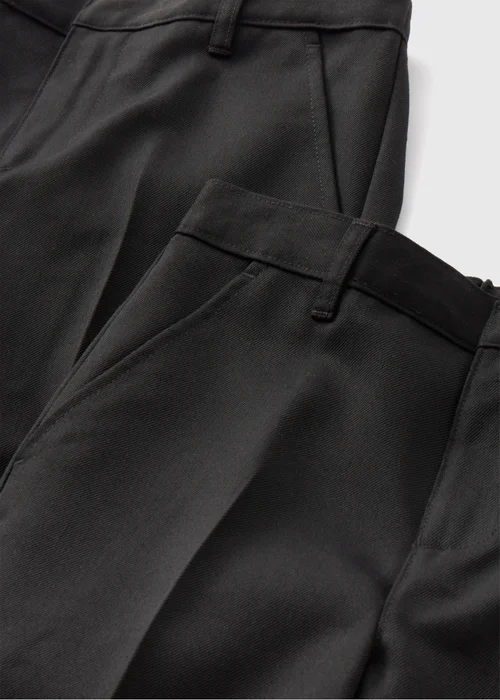 Boys 2 Pack Black Slim Fit Long Length School Trousers (3-16yrs) - Age 4 Years Image 2