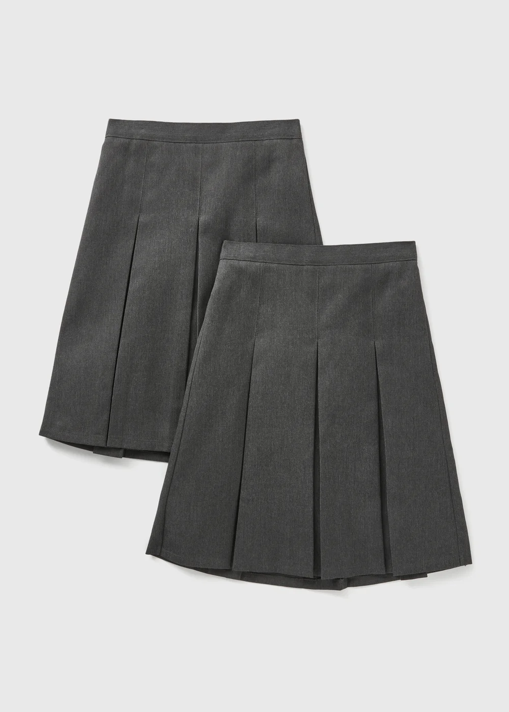 2 Pack Girls Grey Pleated Long Length School Skirts (3-16yrs) - Age 4 Years Image 1