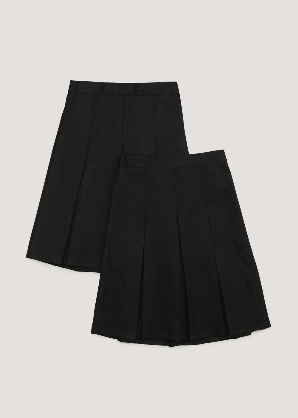 2 Pack Girls Black School Long Length Box Pleated Skirts (6-16yrs) - Age 6 Years Image 1