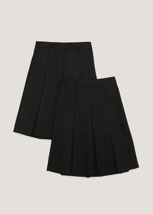 2 Pack Girls Black School Long Length Box Pleated Skirts (6-16yrs) - Age 6 Years Image 1