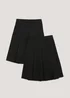 2 Pack Girls Black School Long Length Box Pleated Skirts (6-16yrs) - Age 6 Years Image 1
