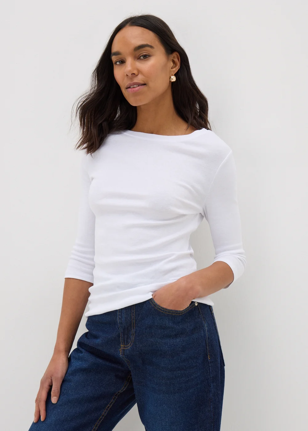 White 3/4 Sleeve Perfect T-Shirt - Size 8 Image 1