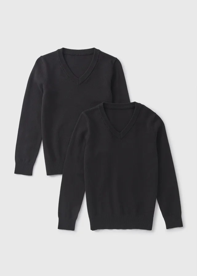 2 Pack Kids Black School Knit Jumpers (3-13yrs)
