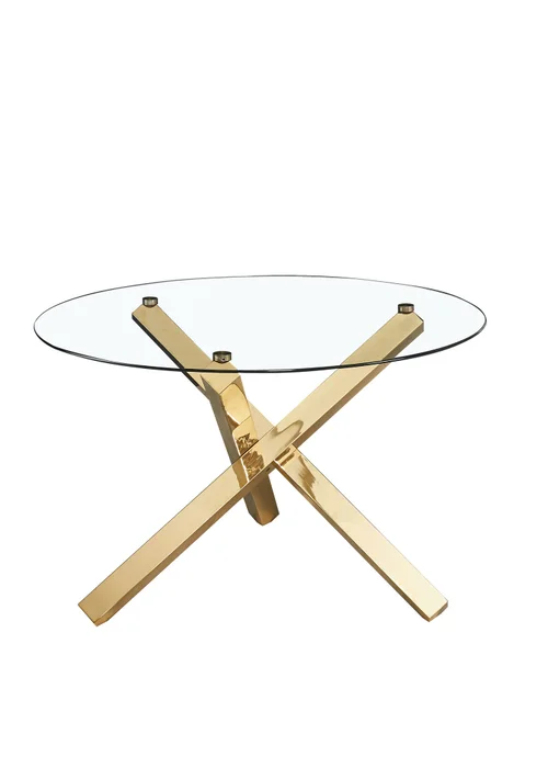 LPD Furniture Capri Dining Table Glass Top With Gold Legs (758x1200x1200mm) - No Size Image 2