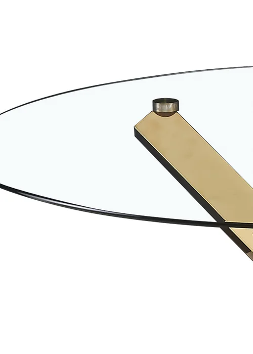 LPD Furniture Capri Dining Table Glass Top With Gold Legs (758x1200x1200mm) - No Size Image 3