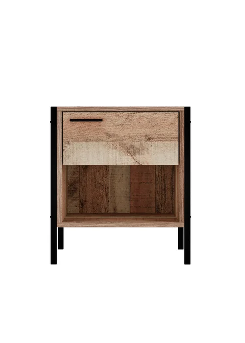 LPD Furniture Hoxton Bedside Cabinet Distressed Oak Effect (500x400x438mm) - No Size Image 2