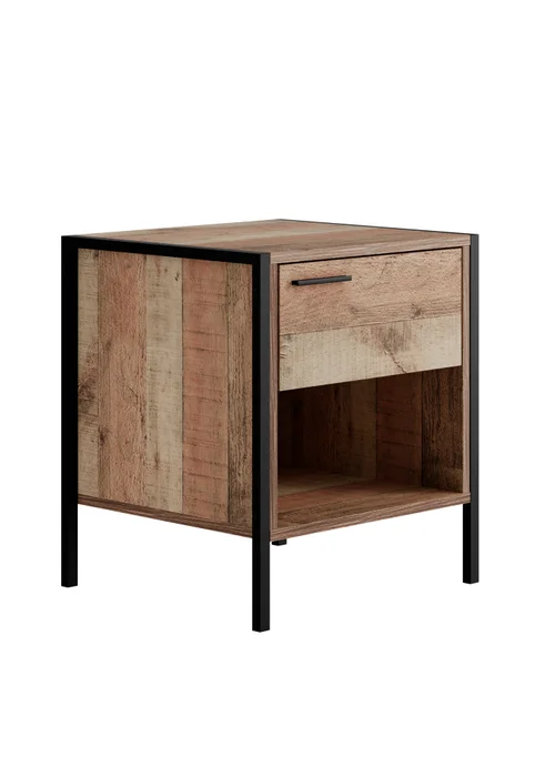 LPD Furniture Hoxton Bedside Cabinet Distressed Oak Effect (500x400x438mm) - No Size Image 3