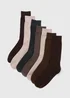 7 Pack Brown Plain Socks - Size 12-14 Image 1