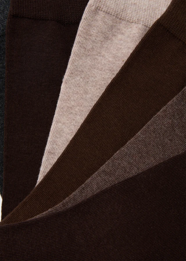 7 Pack Brown Plain Socks