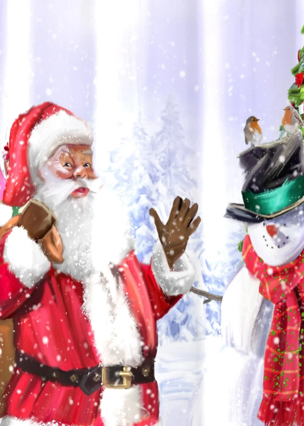Fusion Christmas Santa & Snowy Eyelet Single Panel Door Curtain - One Size Image 4