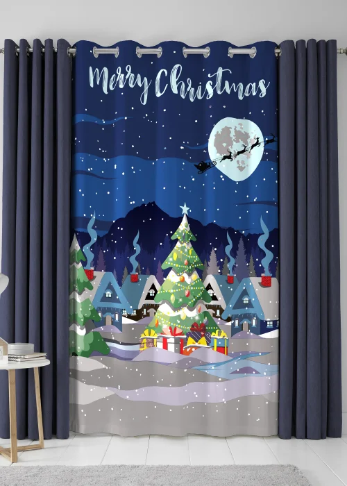 Bedlam Christmas Glow In The Dark Eyelet Single Panel Door Curtain - One Size Image 3