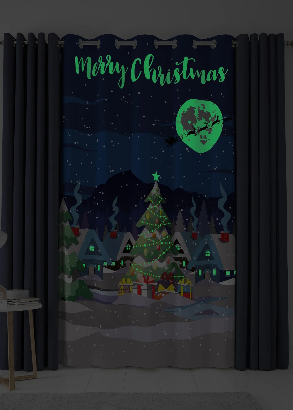 Bedlam Christmas Glow In The Dark Eyelet Single Panel Door Curtain - One Size Image 2